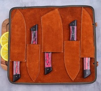 Premium Gesmeed Damascus Staal Koksmessen Collectie Ergonomische Kleurhouten Handgrepen Hoogglans Afwerking Ecologisch Verantwoorde Keukenmessen