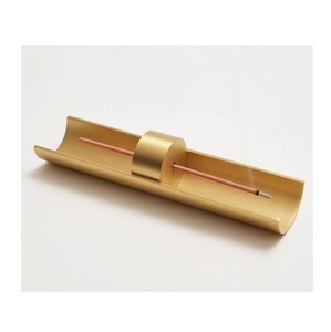 Minimalist Brass <b>Trough</b> Incense Holder – Modern Curved Ash Catcher with Cylindrical Core - Product Image 3