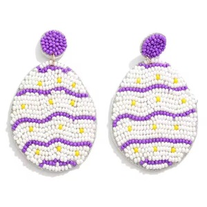 Pendientes de Perlas de Vidrio Hechas a Mano, Estilo Bohemio, Color Blanco, Morado y Amarillo, Joyería Clásica para Bodas, para Mujer - Product Image 1