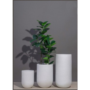 Maceta Moderna Ecológica de Fibra de Vidrio Blanca con Orificio de Drenaje, Duradera para Interiores/Exteriores, para Hogar, Hotel y Centro Comercial - Product Image 1