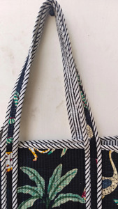Sac fourre-tout en coton de qualité supérieure avec imprimé animaux de la jungle, fermeture éclair, sac à bandoulière durable pour le shopping - Product Image 5