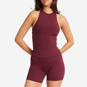 Hot Sale Halter Vest <b>Padded</b> Backless Sleeveless Workout tank Top Women Breathable Basic Yoga tank Top Women - Product Image 1