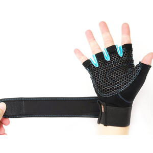 Half <b>Finger</b> Gloves Breathable Mesh Unisex Summer Workout Adjustable Wrist <b>Strap</b> Black - Product Image 5