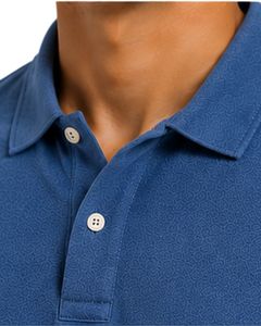 Polo homme bleu à manches courtes en coton piqué, motif jacquard décontracté, col rabattu, personnalisable, classique, été - Product Image 3