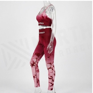 Ensemble de yoga 2 pièces North Approach, couleur dégradée, haut court à bretelles spaghetti et legging taille haute, respirant, vêtements de sport - Product Image 3