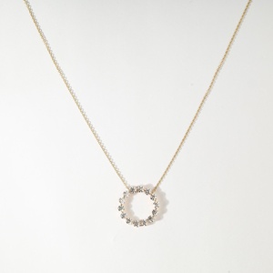 Pendentif cercle ouvert en diamant de laboratoire rond, or massif 10K 14K 18K, bijoux faits main, pendentif précieux, cadeau d'anniversaire pour femme - Product Image 1