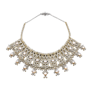 Collier ras-de-cou en or 18 carats plaqué or avec diamants et perles de quartz - pour les occasions de fête - Product Image 2