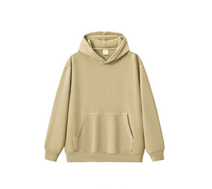 Sweat-shirt à capuche beige pour homme, coupe ample, en coton French Terry, décontracté, avec poche, pour l'automne - Product Image 1