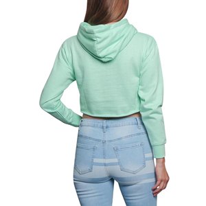 Sudadera Corta con Capucha para Mujer, Color Verde Menta, Manga Larga, Estampada, Tejida, Forrada de Felpa de Algodón, Ropa Casual de Invierno - Product Image 6