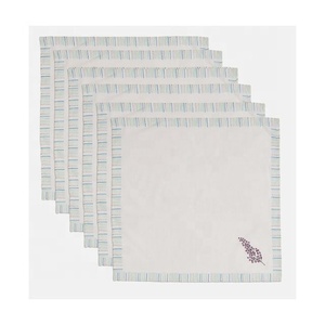 Serviette de table 100 % coton pur, brodée de fleurs, sur mesure, avec bordure rayée, la plus vendue, fabriquée en Inde, collection 2026 - Product Image 1