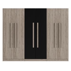 Armadio in legno a 6 porte nero e natura con 2 cassetti per la conservazione della camera da letto - Product Image 4