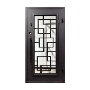 Wrought iron main door; rust-resistant powder-coated finish; easy to install; exquisite glass detailing;suitable for outdoor use - Product Image 1