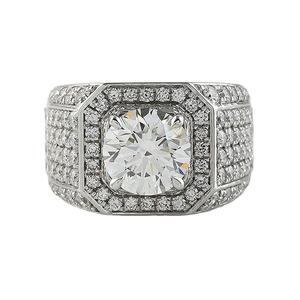 New Design Bling Bling Round Cut Lab Grown <b>Diamond</b> Halo Engagement Men's Ring, Luxury Men's Hiphop Ring With IGI Certificate - Product Image 1