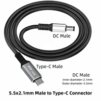 Cable de Carga USB C a DC 5.5 x 2.1mm para Laptop, Entrada USB Tipo C Macho a Cable DC 5.5 x 2.1mm Macho, hasta 100W