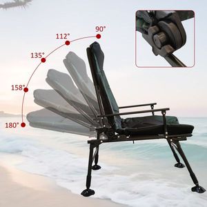 Portable Folding <b>Reclining</b> Camping Lounge Chair Adjustable Backrest Indoor Outdoor Beach Chair with Hi-Capacity Comfort - Product Image 3