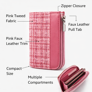 WRIZA Zipper RFID Short <b>Card</b> <b>Holder</b> Compact Genuine Leather <b>Wallet</b> with Secure Closure Stylish Daily Carry for Men and Women - Product Image 3