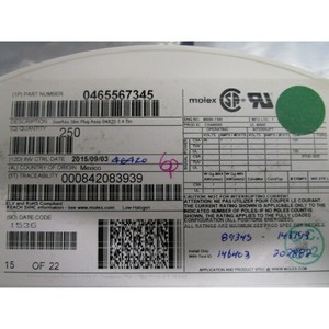 1 lot de 250 connecteurs Molex 0465567345 SeaRay Slim - Équipements et pièces semi-conductrices d'occasion fiables à l'échelle mondiale - Product Image 1