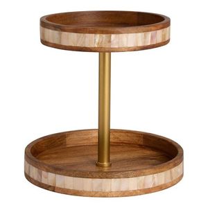 Support de service décoratif à deux niveaux pour gâteaux, cupcakes et collations avec un design de structure métallique robuste - Product Image 1