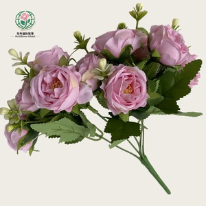 ورد حرير زينة حفلات الزفاف، باقة ورد صناعي صغيرة لتزيين المنزل في رأس السنة، زهور ونباتات ديكورية - Product Image 1