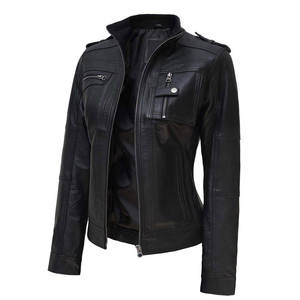 Nueva Chaqueta de Cuero para Mujer, Estilo Casual, Color Sólido, Fabricada con Cuero Genuino de la Mejor Calidad - Product Image 5