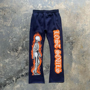 Pantalones de chándal acampanados ligeros de diseño personalizado High Street 2026 para hombre, con estampado apilado y tejido, de cintura media - Product Image 4