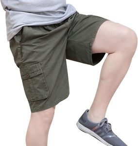 Shorts cargo décontractés pour hommes en sergé, avec fermeture éclair, taille élastique en coton, coupe ample et cordon de serrage - Product Image 3