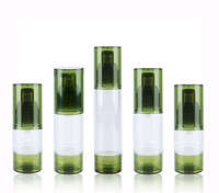 Bouteille cosmétique verte en plastique avec bouchon à vis, brosse et logo personnalisé par estampage à chaud, Unalilia GP24 15ml/30ml, pour crème solaire