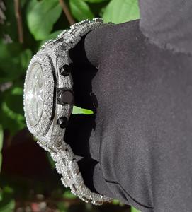 The 'Emerald Ice' Style <b>Mechanical</b> Moissanite Chronograph a Modern Street Luxury <b>Watch</b> with VVS Diamonds & Green Accents - Product Image 5