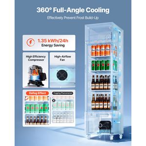 Frigorifero Commerciale da 6,1 Cu.Ft./173 L con Porta in Vetro Personalizzabile, Espositore Refrigerato per Bevande e Vini - Product Image 3
