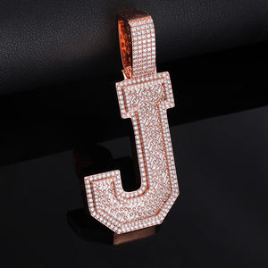 Collar con Colgante de Letra J en Acero Inoxidable Chapado en Oro de 18K, Joyería Hip Hop para Hombre con Cadena de Moissanita - Product Image 3