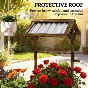 Fioriera a Forma di Pozzo dei Desideri in Legno Color Cuoio che Aggiunge un Tocco di Eleganza al Tuo Giardino - Product Image 2