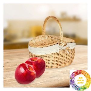 Panier en osier naturel, grand et petit, panier en rotin artisanal avec poignée pour emballage cadeau, événements de mariage, décoration de fête - Product Image 3