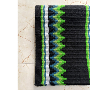 Tapis de selle Western en coton, motif Navajo, vert, noir, blanc, design diamant - Product Image 2
