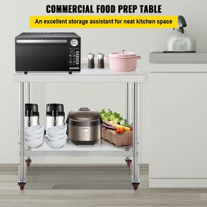 Tavolo da Lavoro Professionale in Acciaio Inox 36 X 24 X 35 Pollici con Capacità di Carico di 200 kg e Alzatina Regolabile - Product Image 2