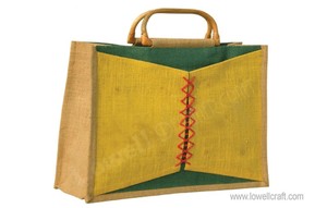 กระเป๋าโท้ททรงวินเทจ LOWELL CRAFT ทำจากผ้าปอกระเจา พร้อมหูจับหวาย บุผ้าฝ้ายและงานปัก กระเป๋าช้อปปิ้งแบบใช้ซ้ำได้ เป็นมิตรกับสิ่งแวดล้อม สำหรับผู้หญิง - Product Image 3