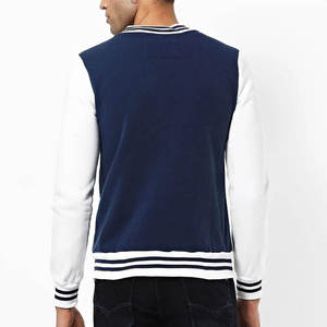 Men's Baseball Varsity <b>Jacket</b> Patchwork Hooded Stand Collar Eco-Friendly Windproof <b>Fleece</b> <b>Lining</b> - Product Image 3