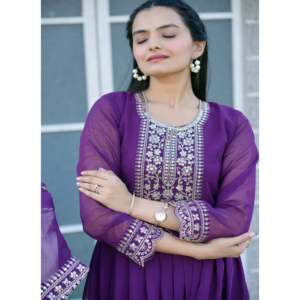 Vestido de noche bordado de diseñador con trabajo de secuencia de codificación único - Product Image 5