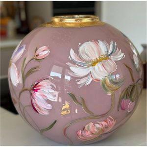 Jarrón Floral de Metal Esmaltado Pintado a Mano, con Borde Dorado, Redondo, Decorativo para Escritorio, Regalo para Bodas y Decoración del Hogar - Product Image 1