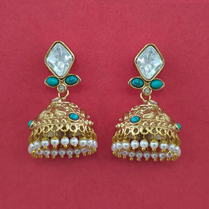 อินโดตะวันตกเลียนแบบมุก Jhumki กับเครื่องประดับชุบดำ8871สีดำ - Product Image 2