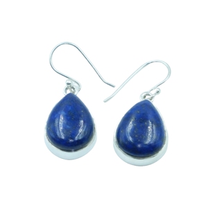 Pendientes de Lapislázuli Azul Natural en Forma de Lágrima, Plata de Ley 925, Hechos a Mano, Estilo Boho Artesanal para Mujer - Product Image 1