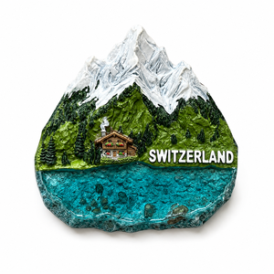 Aimants de réfrigérateur en résine personnalisés <span class=keywords><strong>Suisse</strong></span>, souvenirs touristiques montagne et lac suisses, aimants 3D en polyrésine pour réfrigérateur, vente en gros - Product Image 1