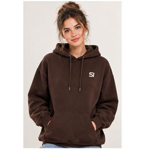 <b>Men's</b> <b>Brown</b> Regular Fit Winter <b>Hoodie</b> with Front Logo Pocket Casual Digital Printing Standard International - Product Image 3
