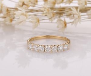 Minimalist Lab Grown Cushion Cut Diamond Eternity Band Ring For Women's 18K Solid Gold Party Surprise Gift For <b>Girlfriends</b> - Product Image 1