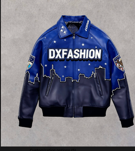 Blouson matelassé de luxe 400 GSM en cuir épais avec fermeture éclair, imprimé ciel étoilé Hip Hop High Street et broderie silhouette urbaine - Product Image 1