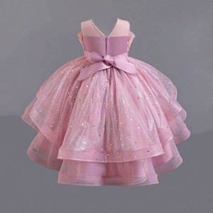 Vestido de Princesa Elegante al por Mayor para Niñas de 1 a 12 Años, Vestido de Fiesta de Lujo con Lentejuelas y Estrellas, Vestido de Dama de Honor de Satén y Tul con Flores - Product Image 2