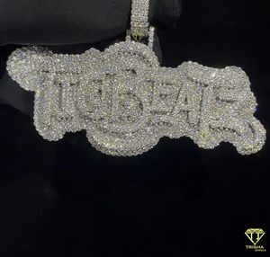 จี้ตัวอักษร "TIGBEAR" สุดหรู พร้อมเพชรโมอิสซาไนต์ สร้อยคิวบัน สไตล์ฮิปฮอป - Product Image 2
