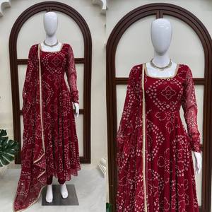 TENNECY Nuevo Diseño de Kurta con Estampado Digital, Encaje Decorativo, Largo hasta el Suelo, Sin Arrugas, Reversible, de Secado Rápido, para Todas las Temporadas - Product Image 3
