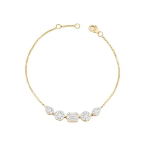 Baguette และกลมตัด Moissanite คลัสเตอร์เพชรได้รับการรับรอง GRA เงินสเตอร์ลิงหรูหราปรับได้เครื่องประดับมินิมอล - Product Image 1