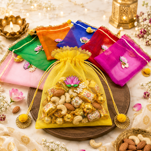 Bolsa de Organza con Cordón Decorativo de Loto, Bolsa de Regalo para Recuerdos de Boda y Uso Festivo - Product Image 4