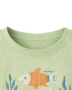 เสื้อยืดครอปพิมพ์ลายปลาสีเขียวอ่อนสำหรับผู้หญิง ผ้าฝ้าย แขนสั้น สไตล์ลำลอง เสื้อฤดูร้อนทรงหลวม แฟชั่นเสื้อยืดลายกราฟิก ขายส่งเสื้อผ้า - Product Image 3